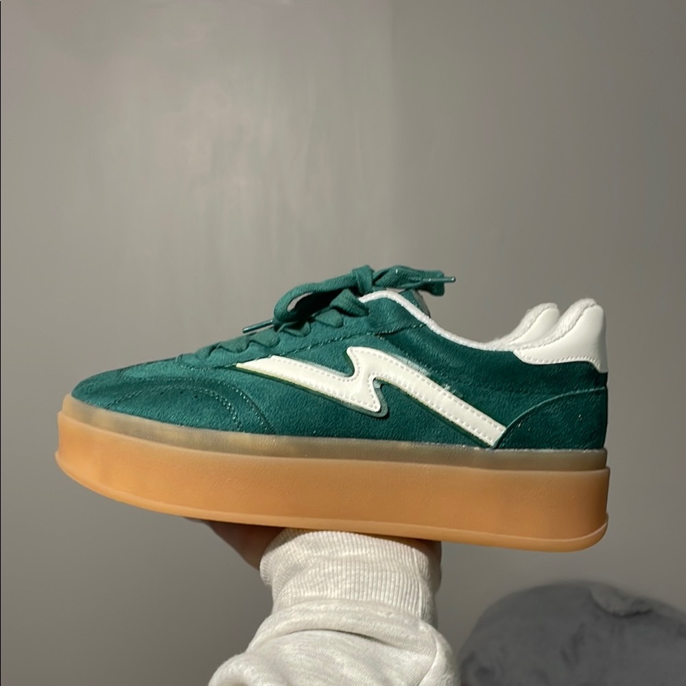 Madden Girl Green and White Sneakers